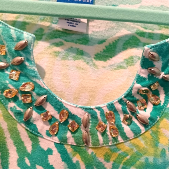 SAPPHIRE STAR RHINESTONE EMBELLISHED COTTON KNIT SPRING TOP! - Picture 2 of 3